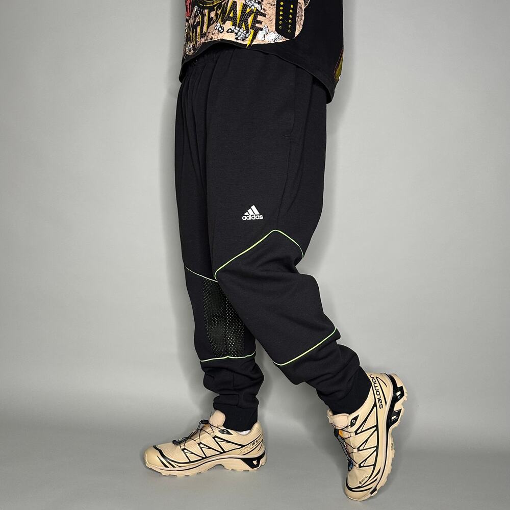 Vintage Y2K Adidas Sweatpants Mens 2XL Jet Black White Logo Cotton Joggers